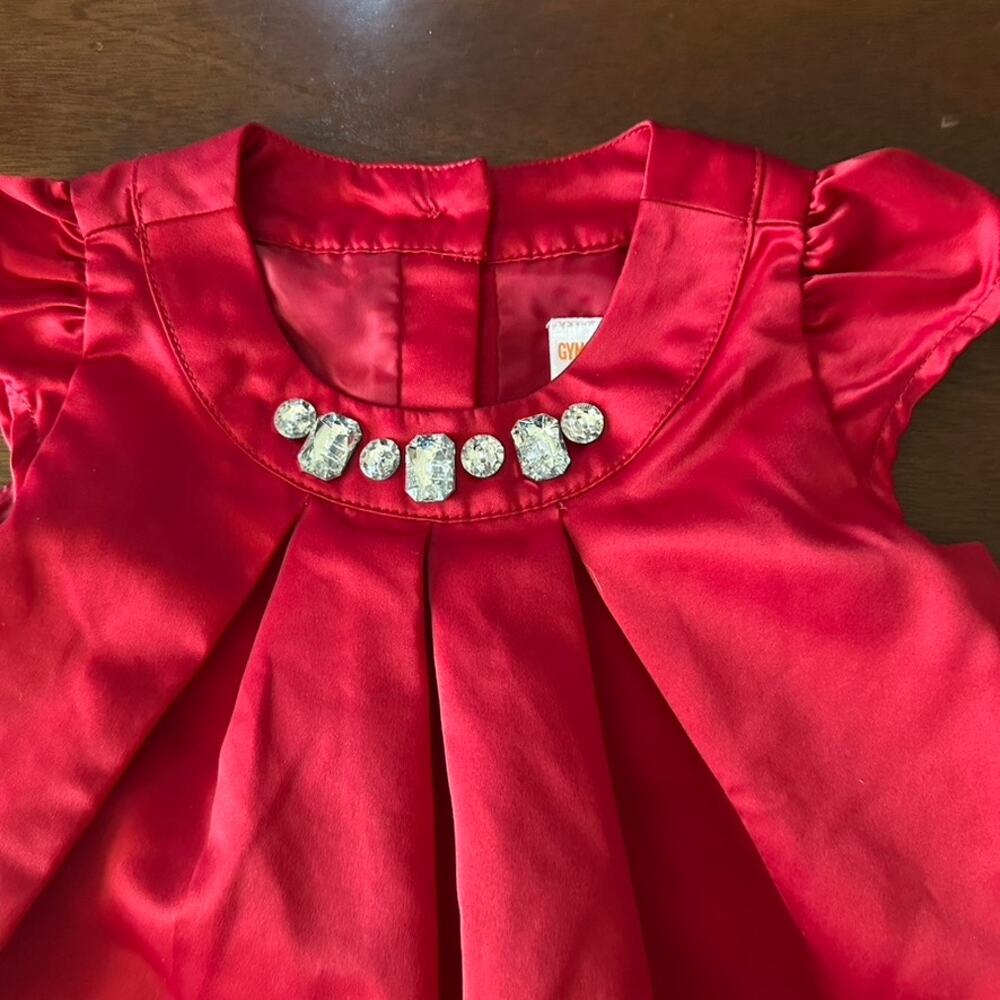 Gymboree red satiny bubble dress with jewels Size‎ 2T